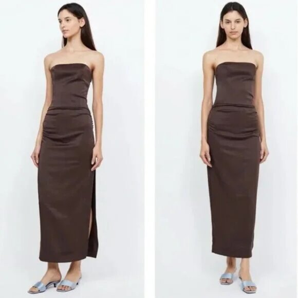 Bec & Bridge NWT Jones Strapless Maxi Dress Brown/Cocoa - Picture 3 of 4